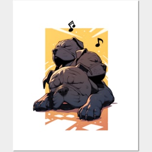 Fluffy Cerberus Sleeping to Music - Fantasy Posters and Art